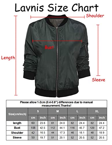Lavnis Women's Lightweight Bomber Jacket Casual Long Sleeve Fall Coat Zip Up Outerwear Windbreaker Black Xl #TOP6