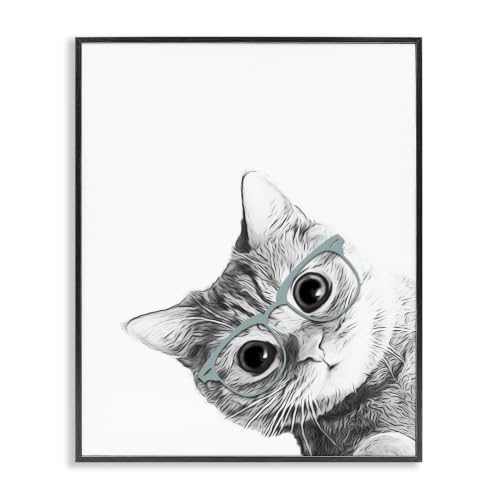 Monochrome Cat Kitten Portrait Humor, 11 x 14 Inch Framed Giclée Print