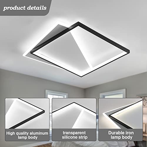 Zglaojt Flush Mount Ceiling Light Fixture Led Modern 52W Acrylic Ceiling Lamp 15.74" Geometry 6000K Black Lighting For Bathroom Hallway Kitchen Bedroom Farmhouse. #TOP2