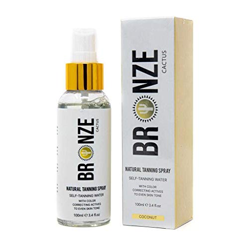 Bronze Cactus Tanning Water Coconut Scent | Hydrating Self-Tan Water Vegan Free Paraben Free Cruelty Free | Evens Out Skin Tones With Natural Looking Color