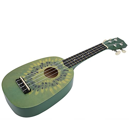 Ukulele 21in, Ananas-Ukulele, 4-Saiter Kleine Gitarre mit Tragetasche Tropical Fruit Pattern Hawaiian Starter Ukeleles Anfänger Saiteninstrument für Kinder Erwachsene Weihnachtsgeschenke(Kiwi) Cover