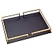 AILZNN Leder Tablett, Schwarzes Dekoratives Schmuck Tablett Rechteckiges Serviertablett Mit Griffen Kaffeetablett Für Jeden Anlass,Black-40x29x5cm(16x11x2)