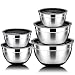 HaWare Rührschüssel 5er-Set, Edelstahl Salatschüssel Schüssel Set mit Luftdichtem Deckel und Rutschfestem Silikonboden, Stapelbar & Vielseitig, Spülmaschinenfest, 6.6L/ 3.5L/ 2.5L/ 1.5L/1L -Schwarz
