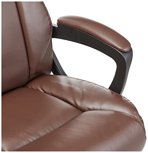 Amazon Basics Classic Puresoft Pu Padded Mid-Back Office Computer Desk Chair With Armrest - Brown, 25.75"D X 24.25"W X 42.25"H #TOP5