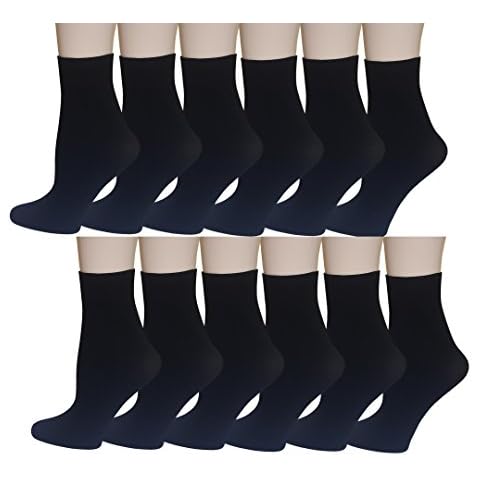 SUMONA 12 Pairs Pack Women Opaque Stretchy Spandex Ankle High Trouser Socks (Black) Cover