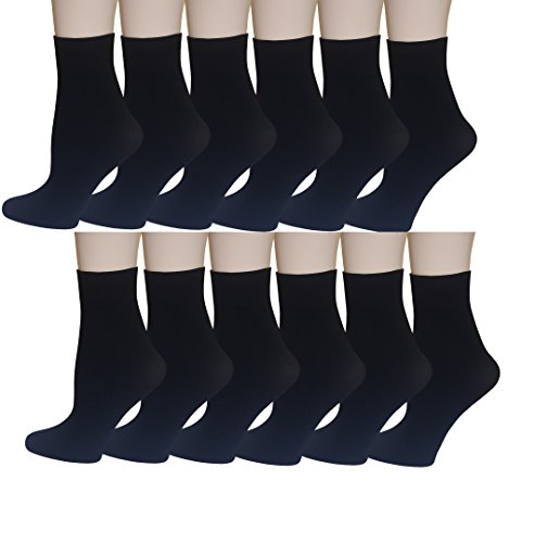 Sumona 12 Pairs Pack Women Opaque Stretchy Spandex Ankle High Trouser Socks (Black) #TOP18