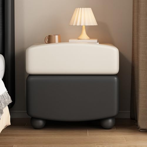 Solid Wood Nightstand with 360° Rotating Drawers, Modern Simple Side