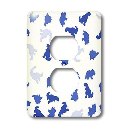 Dinosaures bleus sur blanc 2 prises par 3dRose LLC pour chambre