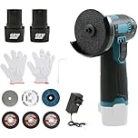cupeohome 12V Mini Cordless Angle Grinder with 6 Cutting Discs and 2pcs Batteries, 19500RPM, Battery Powered 76mm Mini Angle Grinder Tool for Cutting Polishing and Sharpening
