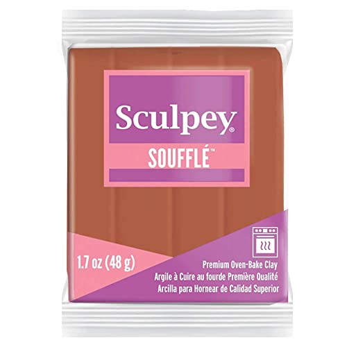 Sculpey Soufflé™ Polymer Oven-Bake Clay, Cinnamon Brown, Non Toxic, 1.7 oz. bar, Great for jewelry making, holiday, DIY, mixed media and more! Premium light-weight oven bake clay.