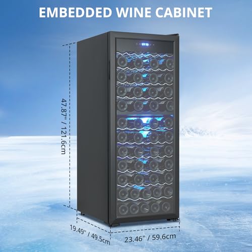 Image of Dual Zone Wine Cellar - 80 Bottles Capacity, Freestanding Wine Cooler, Adjustable Shelves, Single Glass Door, Digital LED Touch Control, For Red, White, Champagne, Sparkling Wine