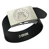 GravurManufakturBerlin Hosengürtel Brauer Mälzer Handwerk Zunftzeichen Ledergürtel 4 cm breit Einheitslänge kürzbar