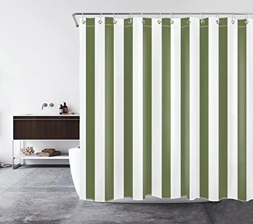 Rideau de douche en tissu à rayures verticales vert sauge 183x183 cm - 4