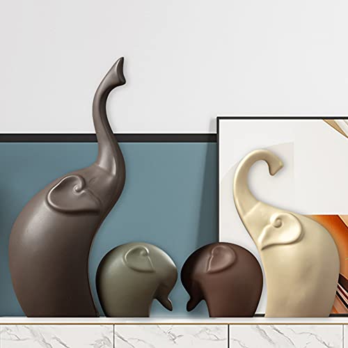 Jxcbxj BEIOU Ceramic Statue,Elephant Family Figurines Porcelain(Set Of 4),Creative Ceramic Decorative,Crafts Ornaments Home Decor,Memorial Gift thumb #2
