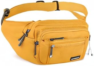 CXWMZY Fanny Packs For Women & Men Waist Pack Hip Bum Bag with Multi-Pockets Large Capacity Waterproof Casual Bum Bag for Disney Traveling Casual Cycling Running Hiking (Yellow)