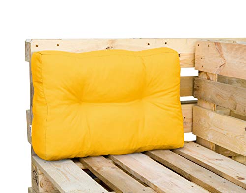 Lot de coussins pour canapé en palette et coussin d'assise 120 x 80 cm, 1 coussin de dossier (60 x 40 x 10 cm), 500-40 jaune Cover
