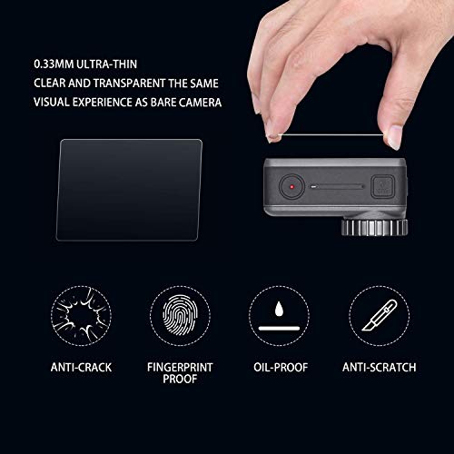 [2 Pack] Tempered Glass Screen Protector Film For Dji Osmo Action Camera | 2Pcs Front And Back Screen Protector + 2Pcs Lens Film Foil | For Dji Osmo Action Camera Accessory, Bubble Free #TOP2