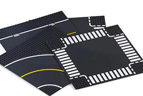 General Jim's Classic Baseplates Modular Building Block City Street Road Base Plates Compatible with All Major Brands - 8 Pack + Bonus Traffic Light Posts for Teens and Adults