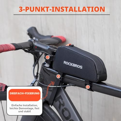 ROCKBROS Rahmentasche Fahrradtasche für Fahrradrahmen Oberrohrtasche ca.1L 22 * 10 * 5,5cm