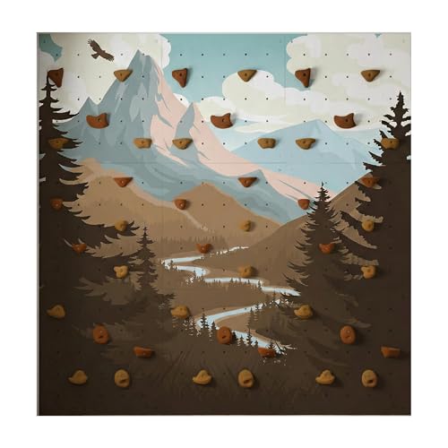 Hopahopa - Rocódromo Infantil - Juego de Interior para Niños - con 45 Presas de Escalada, 9 Paneles de Pared de Contrachapado de Abedul - Dimensiones 225x225 cm - Ruta de Senderismo por la Montaña