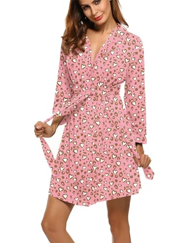 Image of HOTOUCH Womens Robe Lightweight Short Knit Bathrobe Soft Ladies Sleepwear with Pockets