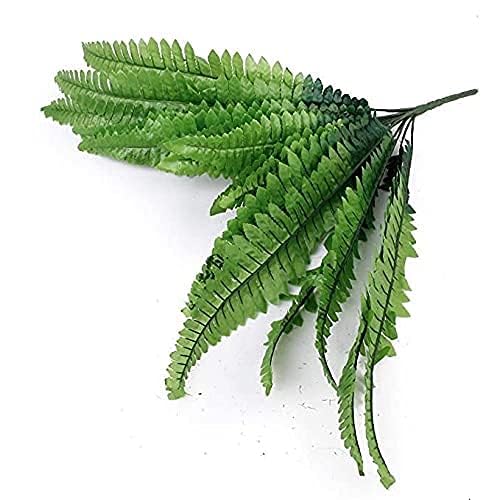 Image of PAPERI Artificial Plant Home Decor - Green Imitation Fern Plastic Artificial Grass Leaves Plant for Home Arrangement Decor Pack of 4