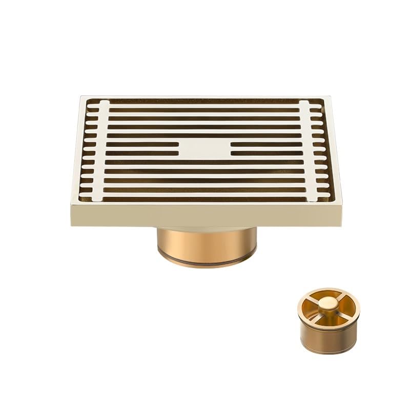 Rejilla Desague Ducha Desagües For Suelo De Baño,Desagüe Cuadrado, Cubierta 100x100mm, Escurridor Residuos Ducha, Accesorios(Zirconium Gold A)