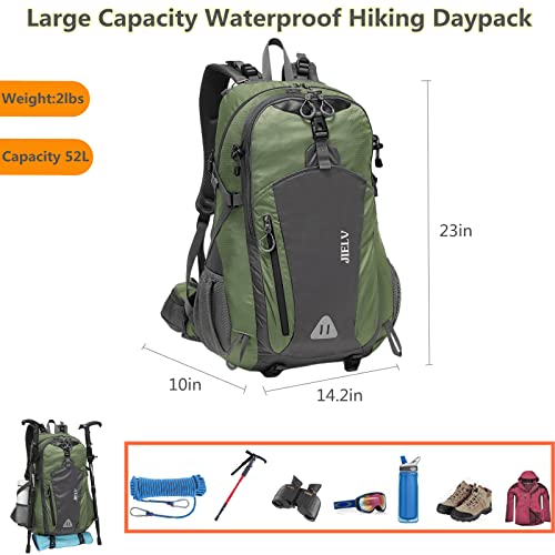 Jielv Hiking Backpack 45L Waterproof Camping Backpacks Daypack Lightweight Outdoor Sport Travel For Men Women(Green) #TOP7