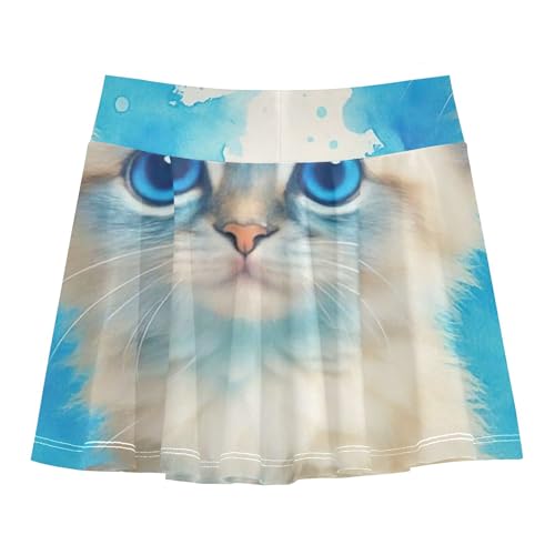 Athletic Shorts Girls Skorts Toddler Tennis Skirts Clothes Cheer Skirt Cat Adorable Kitten White Blue 3t2