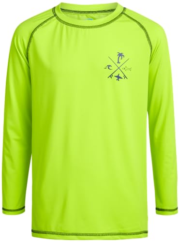 Quad Seven Boys Swim Shirt - Quicky Dry Sun Protection Long Sleeve Rash Guard for Boys Youth Kids Swimwear (Sizes: 5-18)