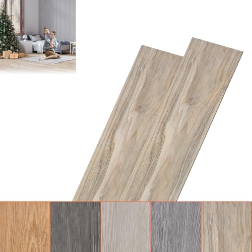 ACXIN 91,44 x 15,24 x 0,2 cm PVC-golvbeläggning, vinylgolv, självhäftande självhäftande kakelplattor, golv, 36 stycken för ca 5 m², klick vinylgolv, laminat, självhäftande vinyl, träeffekt (vit ek)