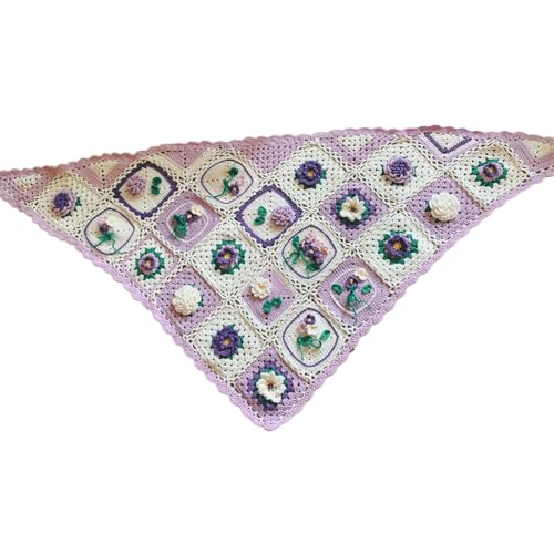 Liangben - Kit de manta de ganchillo de flores de glicina original hecha a mano, hilo de algodón, tutorial paso a paso, no es un producto terminado