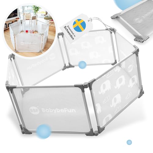 BabybeFun Laufstall Baby – 6-teilig & erweiterbar – Laufgitter Baby aus Stahl mit weicher Stoffummantelung - Laufstall faltbar & vielseitig einsetzbar (6-) BabybeFun Laufstall Baby – 6-teilig & erweiterbar – Laufgitter Baby aus Stahl mit weicher Stoffummantelung - Laufstall faltbar & vielseitig einsetzbar (6-)