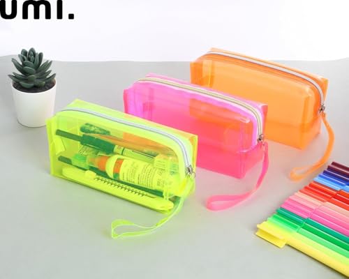 Image of Amazon Brand - Umi Clear Pencil Pouch PVC Large Pencil Case Zippered Waterproof Stationery Pouch for Students Yellow,Pencil Case,Office Supplies (Purple)