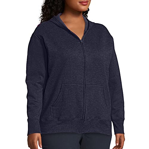 Just My Size Womens Comfortsoft Ecosmart Fleece Full-Zip Women's Athletic Hoodies, Navy Heather, 3X Us #TOP5