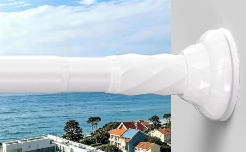 ZYLQOVISK Outdoor Tension Curtain Rod 45-177 In, Heavy Duty Tension Rod No Drill, Adjustable Extra Long Curtain Rod for Window, Patio, Pergola, Room Divider, Bathroom, Easy to Install, White by ZYLQOVISK - Used condition - US$34.48
