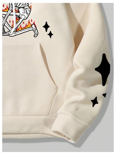 SweatyRocks Men's Sweatshirt Letter Graphic Long Sleeve Drop Shoulder Drawstring Hoodies4