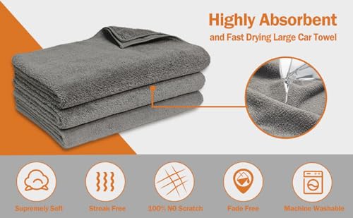 Image of Auto Hub 340 GSM Microfiber Cloth for Car - Edgless & Dual Sided Microfiber Cloth - Lint & StreakFree Car Cleaning Cloth - Multipurpose Cleaning Cloth for Interior & Exterior - 4pc, 40x40 cm,Grey