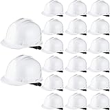 ramede 20 Pcs 4 Pt. Suspension Hard Hat Bulk Safety Helmets Adjustable Ratchet Hard Hats with Cotton Brow Pad Ratchet Cap Style ABS Construction Hard Hats for Men Women Work Head Protection (White)