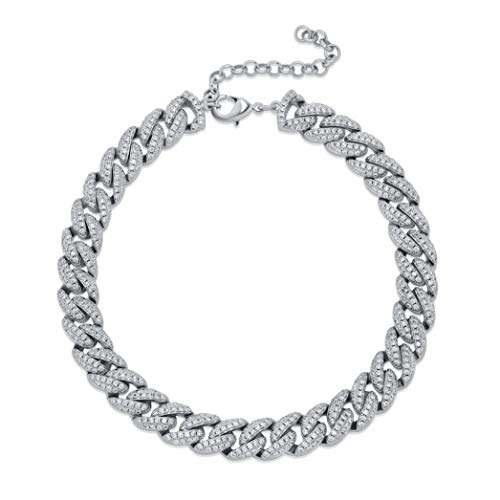 TOPGRILLZ Gold Anklets for Women Cuban Link Anklets Iced out Faux Diamond Chunky Ankle Bracelets 8mm 14K Gold Silver Plated Minimalist Fashion Foot Jewelry Silver Extension 9