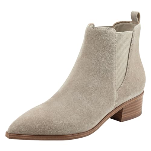 Women Fashion Pointed Toe Stretchy Ankle Boots Block Low Heel Casual Walking Booties Size 4-16 US