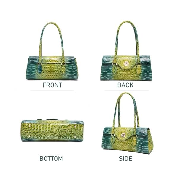 Leather Crocodile Pattern Top Handle Handbag for Women High-value Satchel Tote Purse for Ladies - Image 4