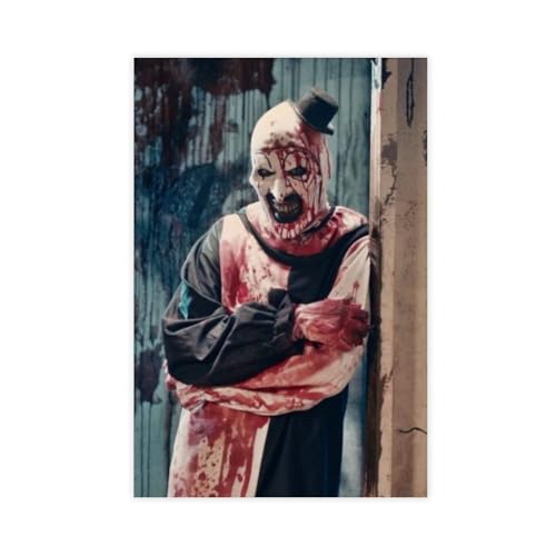 AMAKTPO Terrifier Movie Poster Art The Clown Horror Halloween Clown Poster Print Canvas Posters Wall Decor Paintings for Living Room Bedroom Unframe 08x12inch(20x30cm)