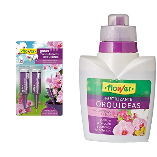 Flower Gotas Multinutrientes Orquídeas, (paquete de 2 unidades x 40 ml) & Abono Líquido Orquídeas, 300 ml