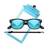 azuza Silicone Newborn Baby Sunglasses with Strap for Infant Boys Girls Age 0-24 Months Include Waterproof bag (Blue Baby Sunglasses)