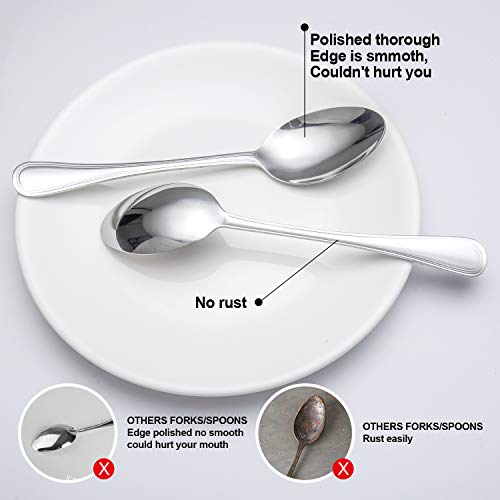 Dinner Spoon Set, Elegant Life 16-piece tablespoons, Premium Food Grade 18/10 Stainless Steel Spoons, Stainless Steel Dinner Spoons, Mirror Finish & Dishwasher Safe, 8.2inch - Thumbnail 7