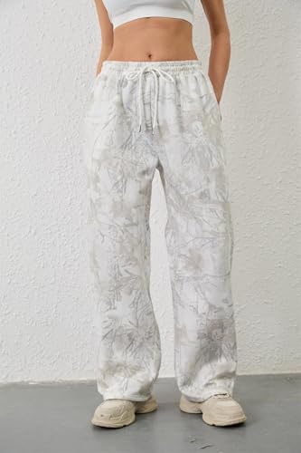 Camo Pants for Women Drawstring Wide Leg Cargo Pants Baggy High Waisted Sweatpants Fleece Y2k Camouflage Jogger Pants2