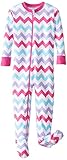 New Jammies Little Girls' Zippered Organic Footie Chevron, Pink, 4T