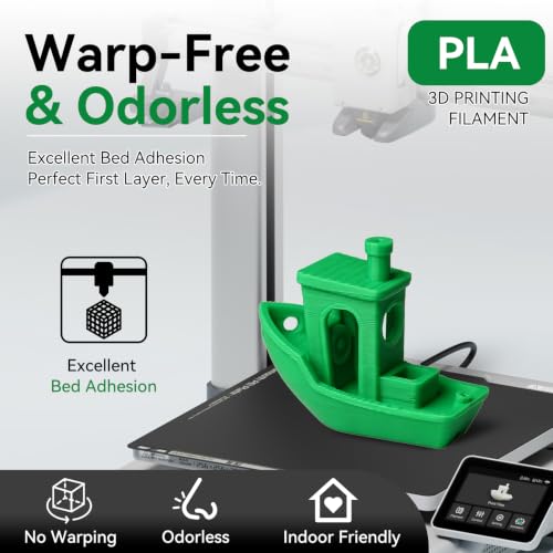 Image of Kingroon PLA 3D Printer Filament, Dimensional Accuracy + /- 0.02 mm, 1 kg Spool(2.2lbs), 1.75 mm,Green