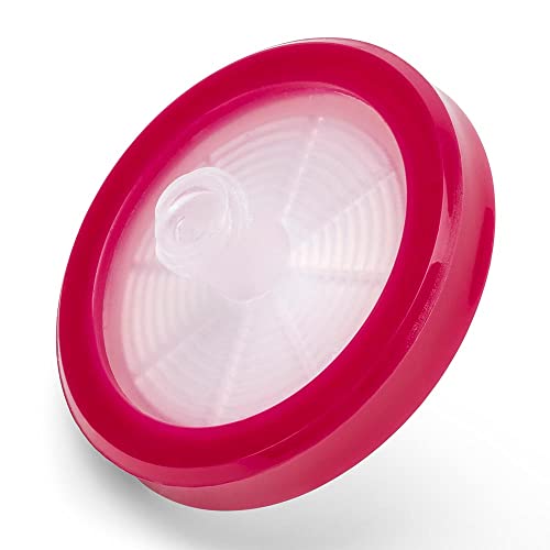 Image of Globe Scientific SF-PVDF-4530-S Syringe Filter, PVDF Hydrophilic Membrane, 0.45m Porosity, PP Housing, Sterile, Magenta, 30mm Diameter, Pack of 50